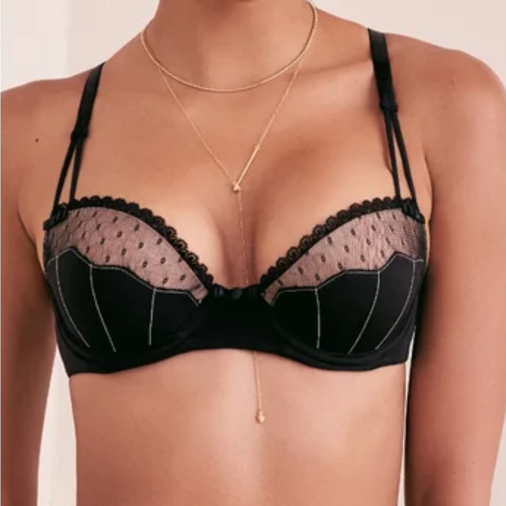 Adore Me Push-up Balconette Bra in size 34 D and color is black. - Picture 5 of 6